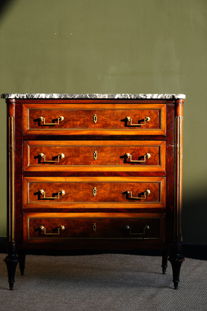 Antique French Louis XVI Mahogany Marble Top Commode
