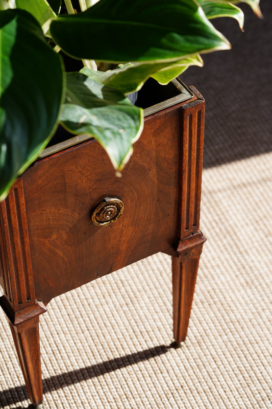 Antique Dutch Mahogany Plant Stand with Brass Liner