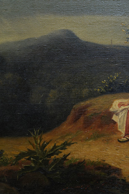 Antique Italian Mother and Child Oil Painting, Unframed, Circa 1900