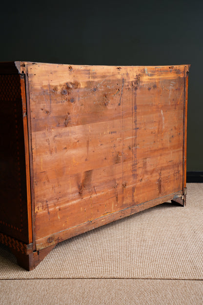 Antique Walnut Parquetry Commode with Side Cabinets