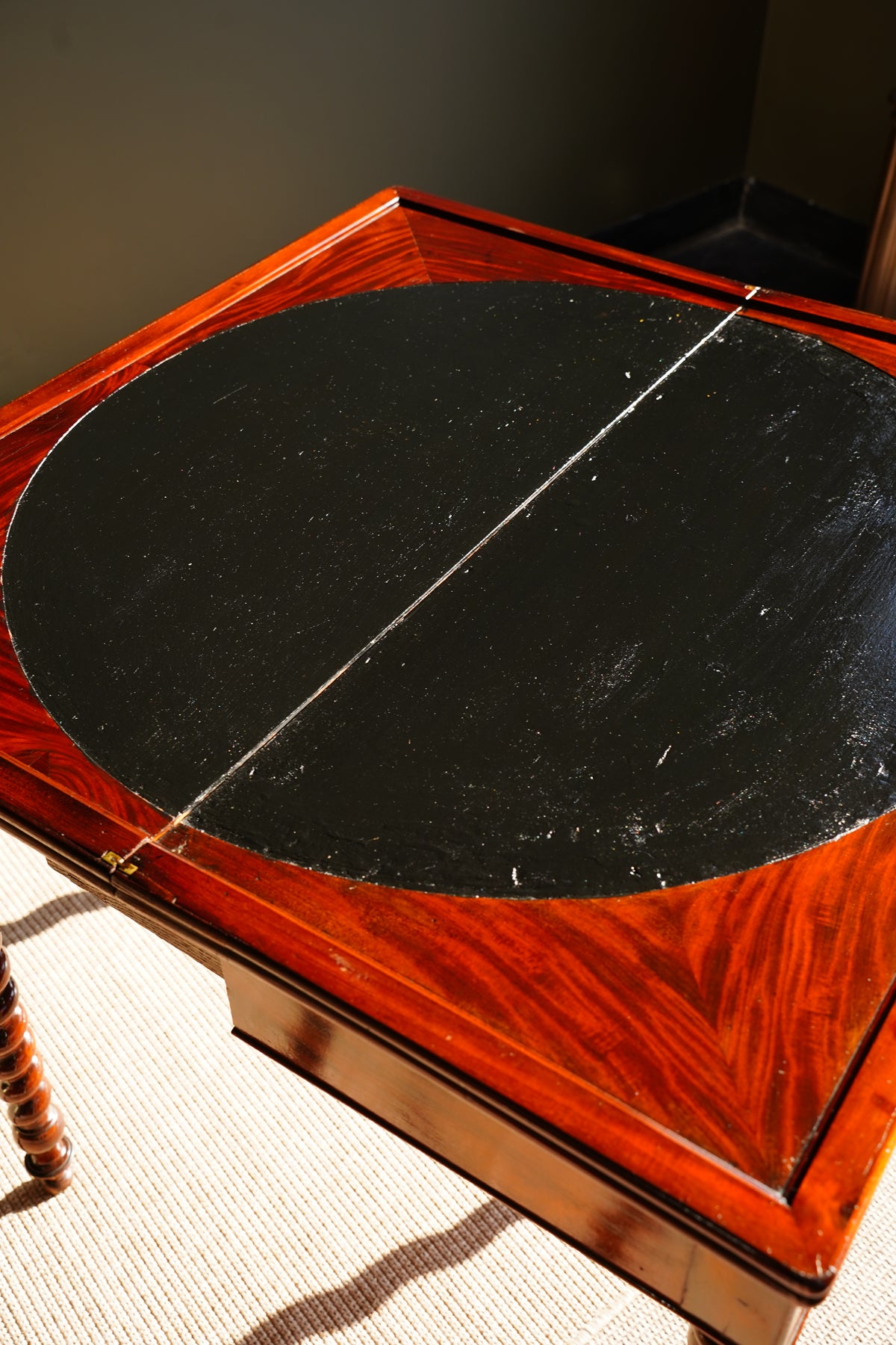 Antique English Mahogany Barley Twist Games Table