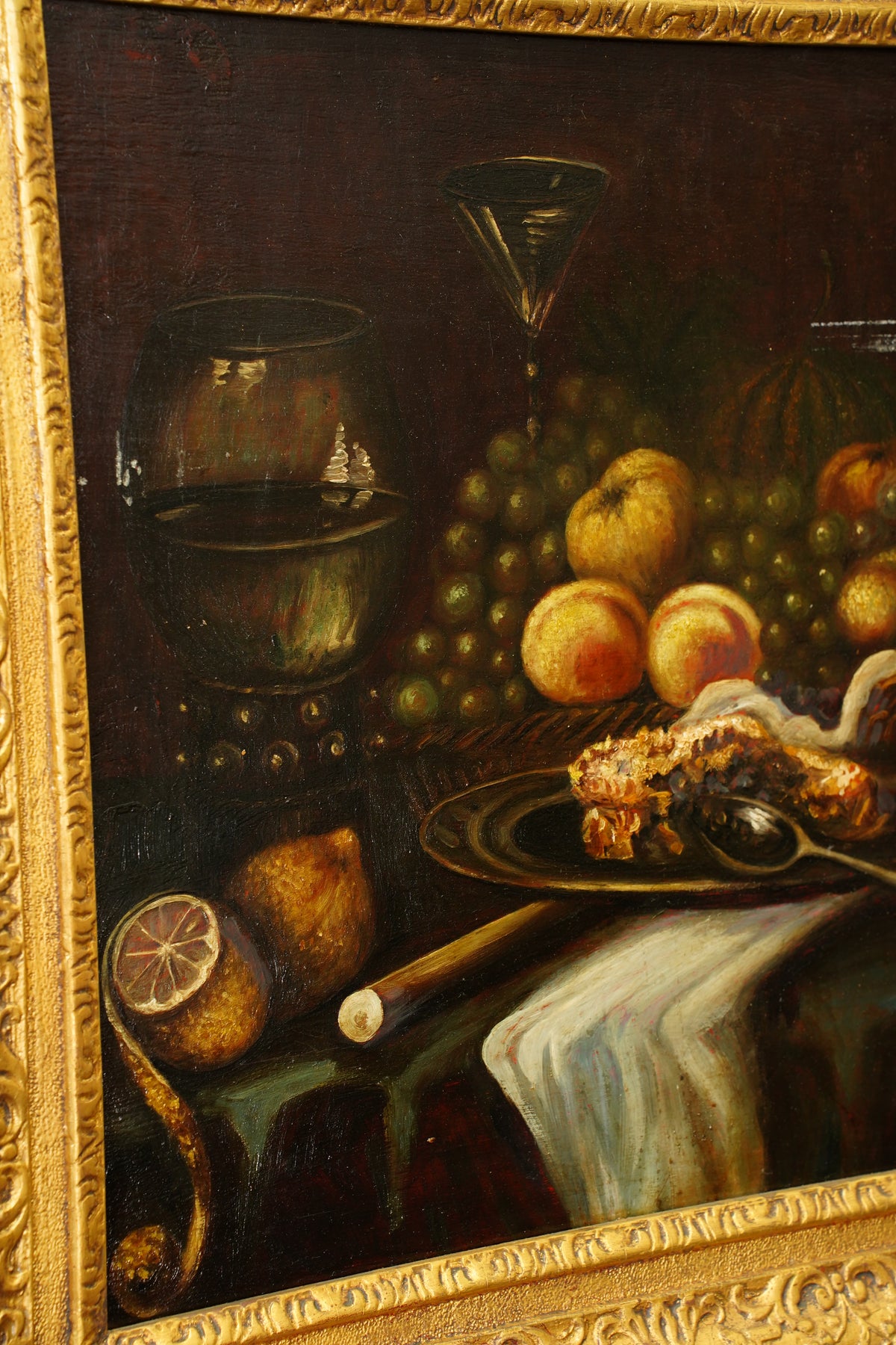 Antique Still Life Oil Painting, Fruit and Langoustine, Circa 1900