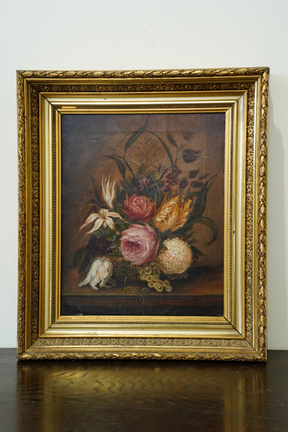Antique Flower Still Life Oil Painting
