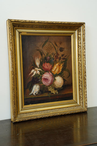 Antique Flower Still Life Oil Painting