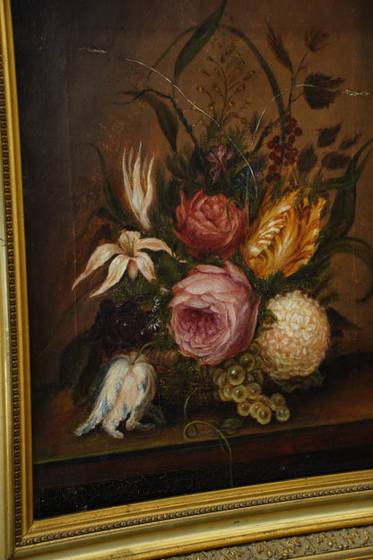 Antique Flower Still Life Oil Painting