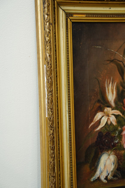 Antique Flower Still Life Oil Painting