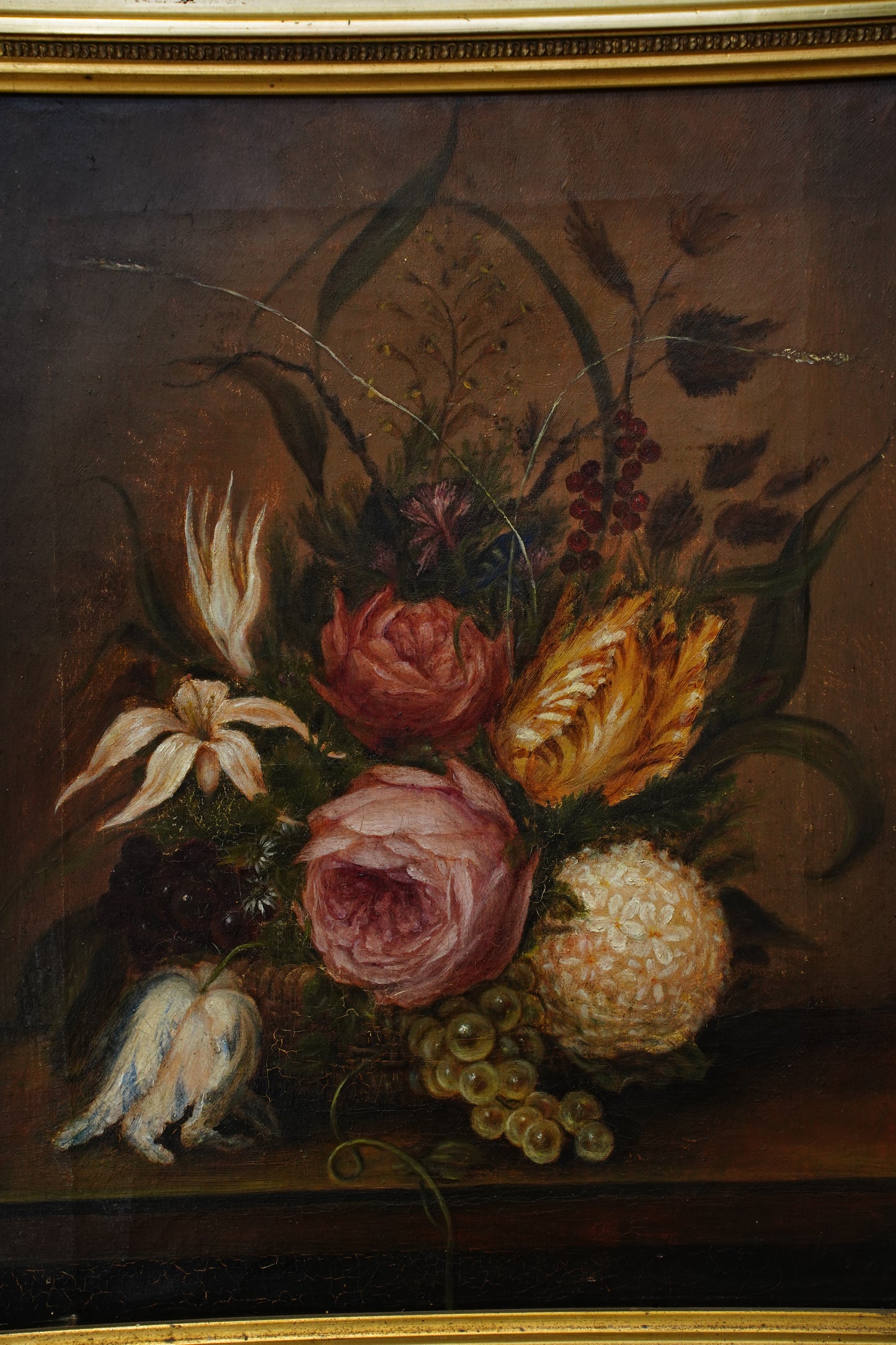 Antique Flower Still Life Oil Painting