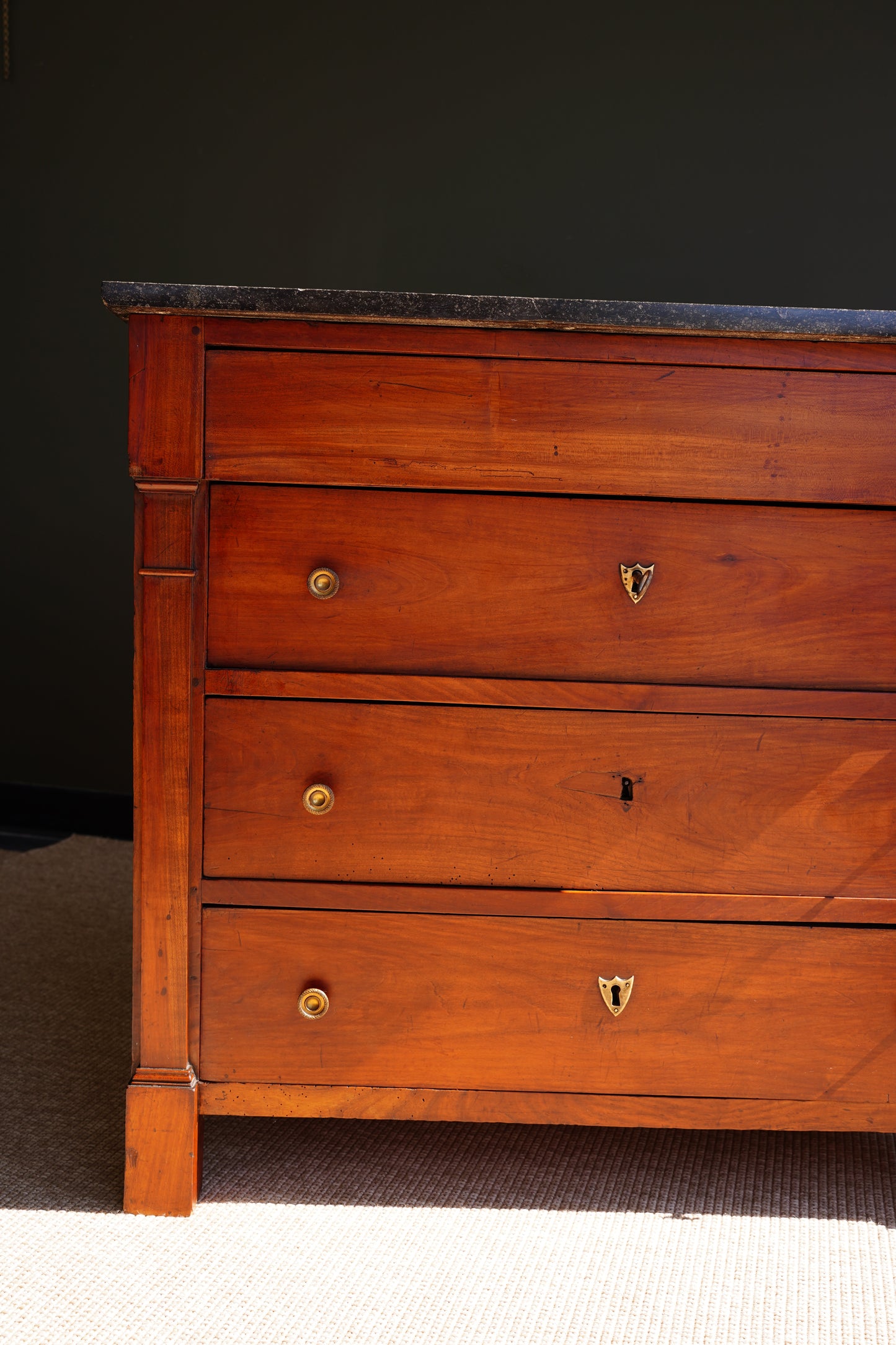 Antique French Empire Walnut Commode with Marble Top