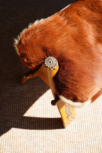 Vintage Cowhide Camel Saddle Stool, Circa 1960s