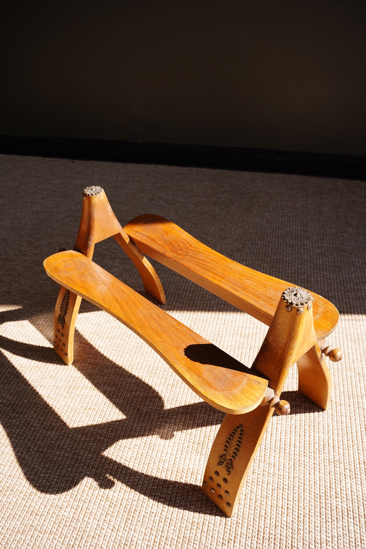 Vintage Cowhide Camel Saddle Stool, Circa 1960s