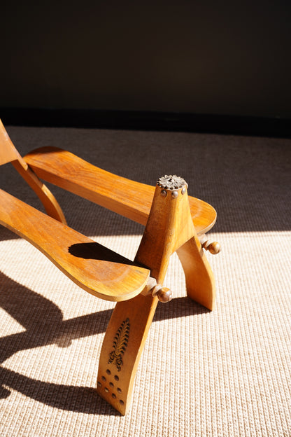 Vintage Cowhide Camel Saddle Stool, Circa 1960s