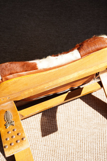 Vintage Cowhide Camel Saddle Stool, Circa 1960s