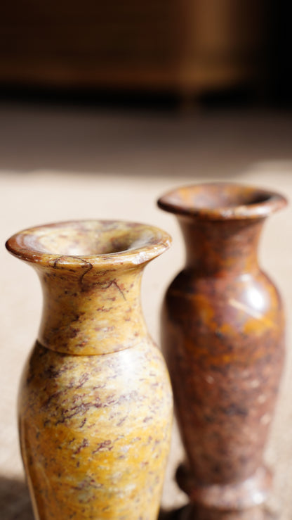 Pair of Vintage Small Marble Vases