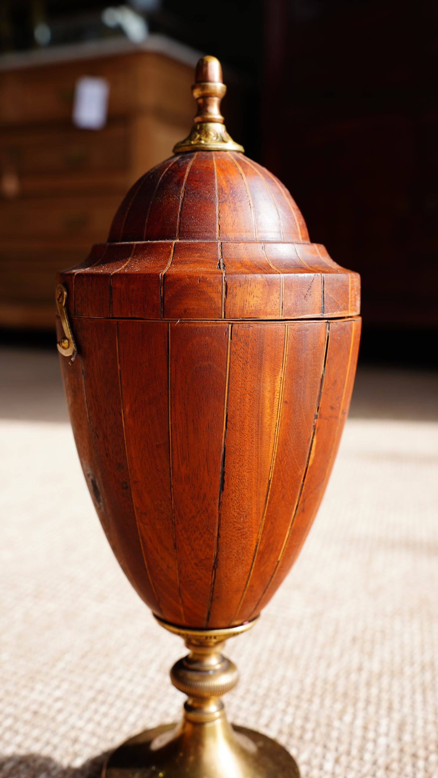 Antique English Banded Wood Trinket Box