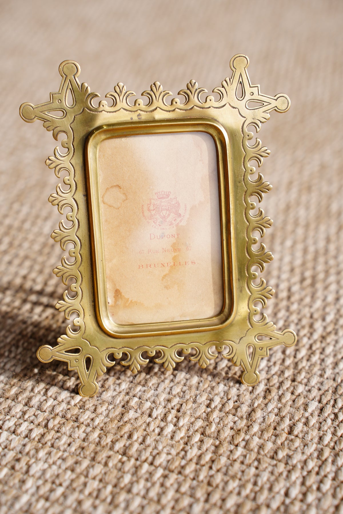 Antique Victorian Brass Picture Frame, c1890