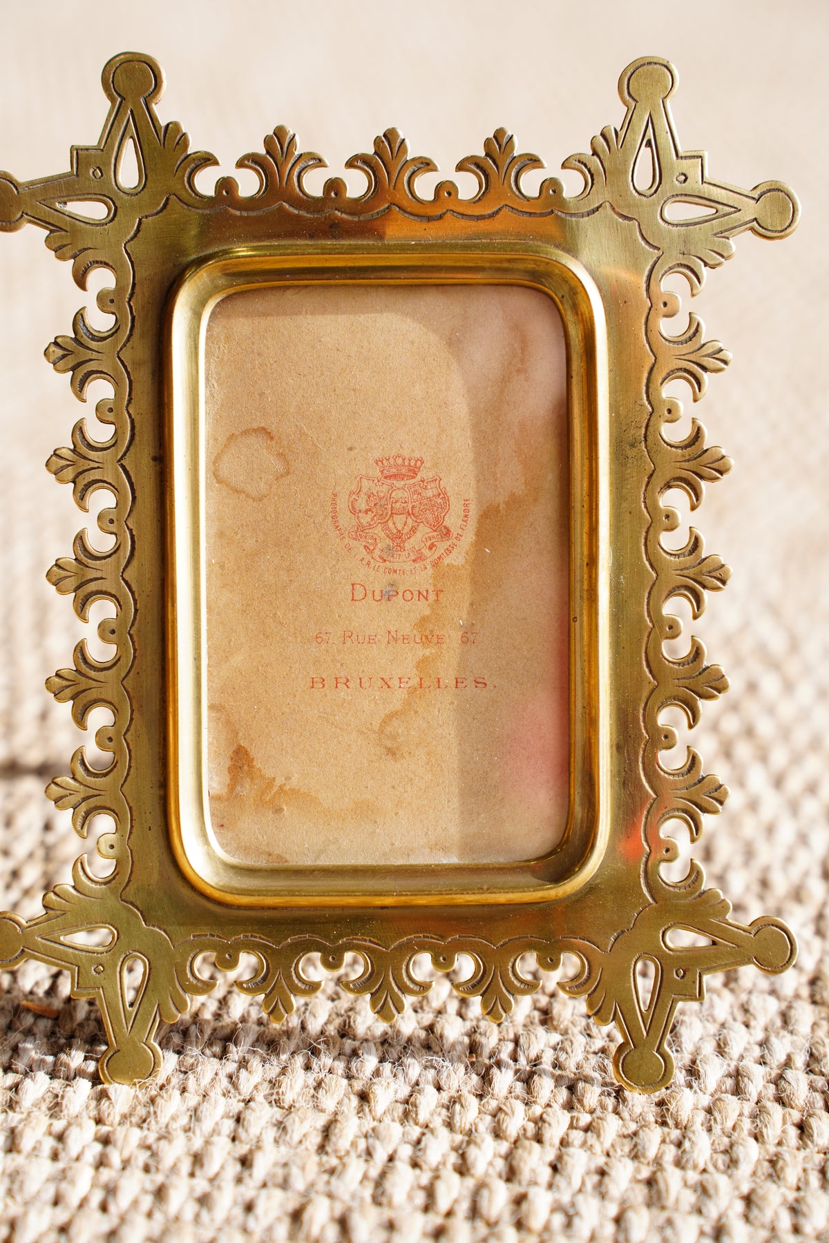 Antique Victorian Brass Picture Frame, c1890