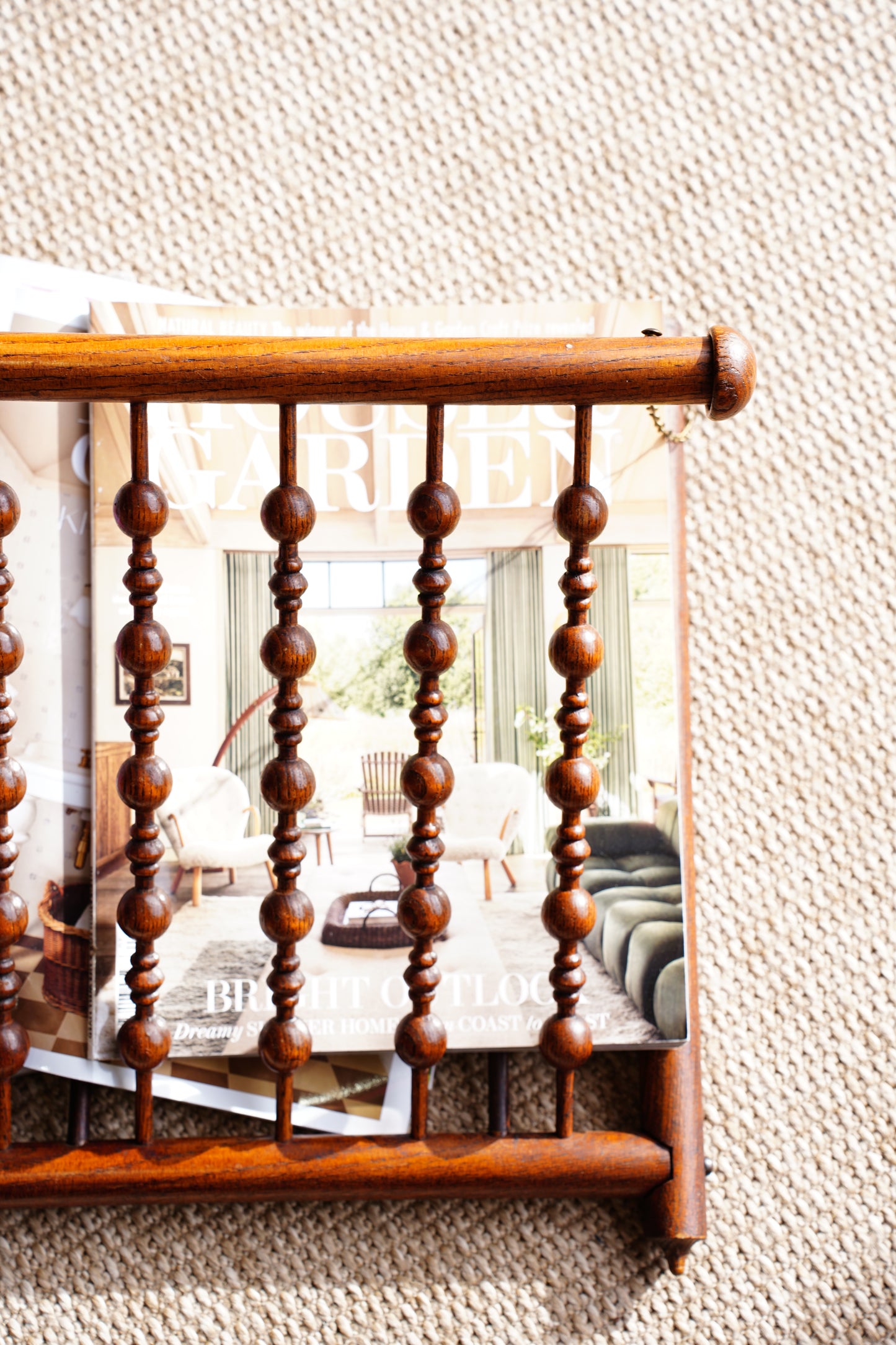 Antique Walnut Folding Wall Magazine Rack