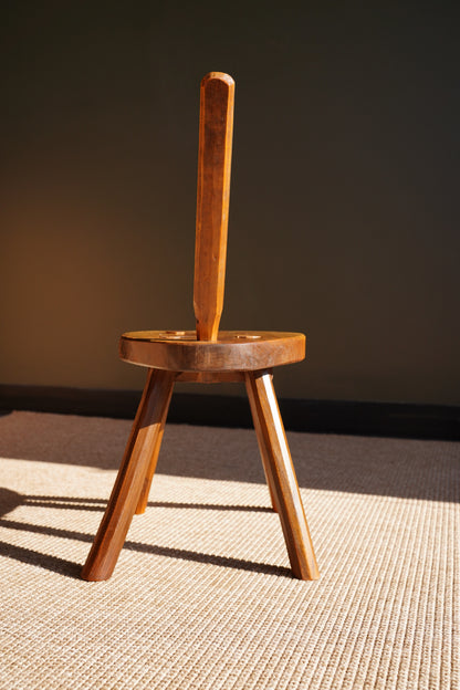 Antique French Folk Art Tripod Chair