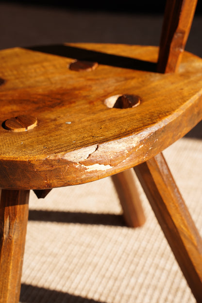 Antique French Folk Art Tripod Chair