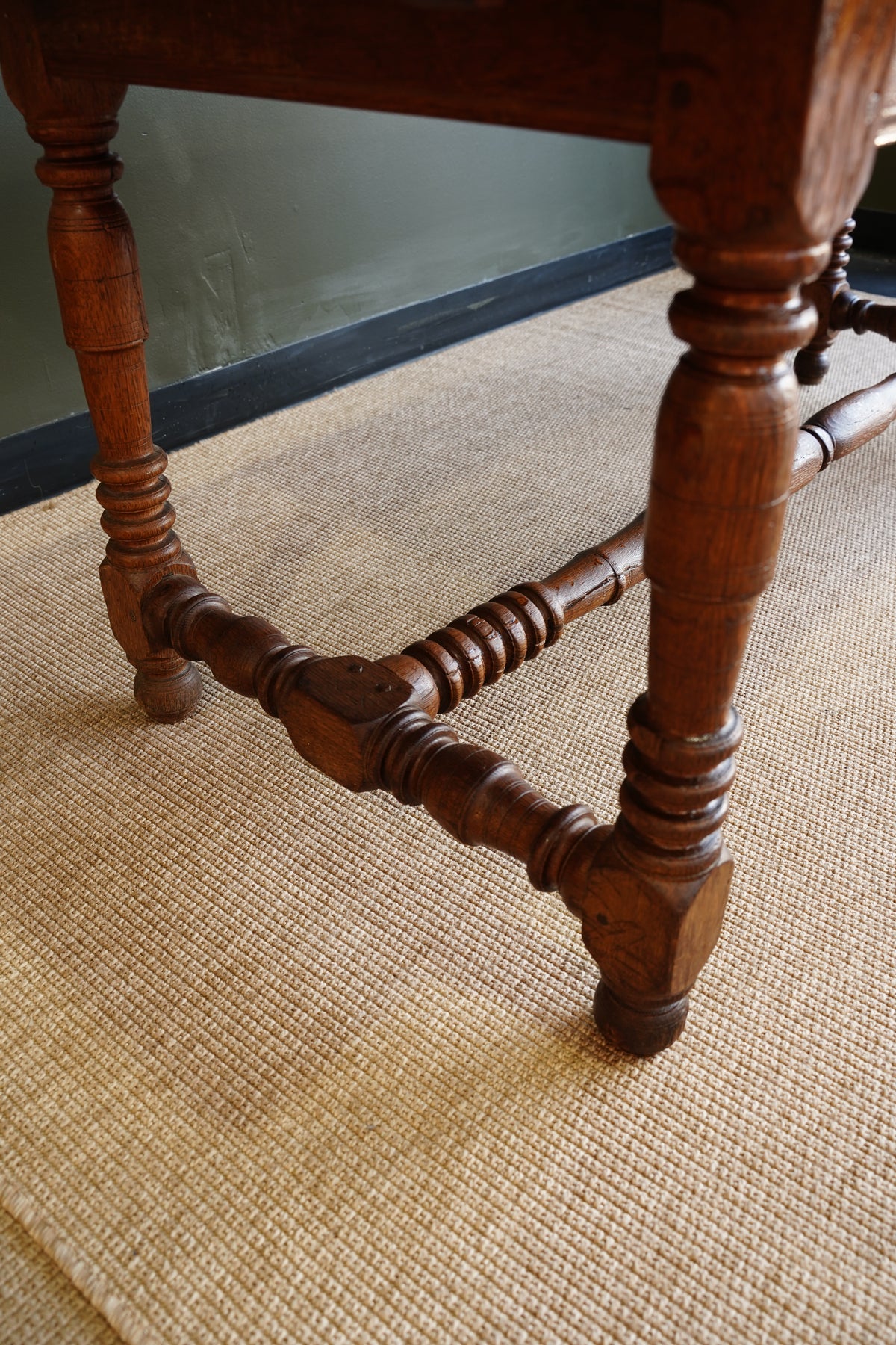 Antique Belgian Louis XIII Oak Side Table