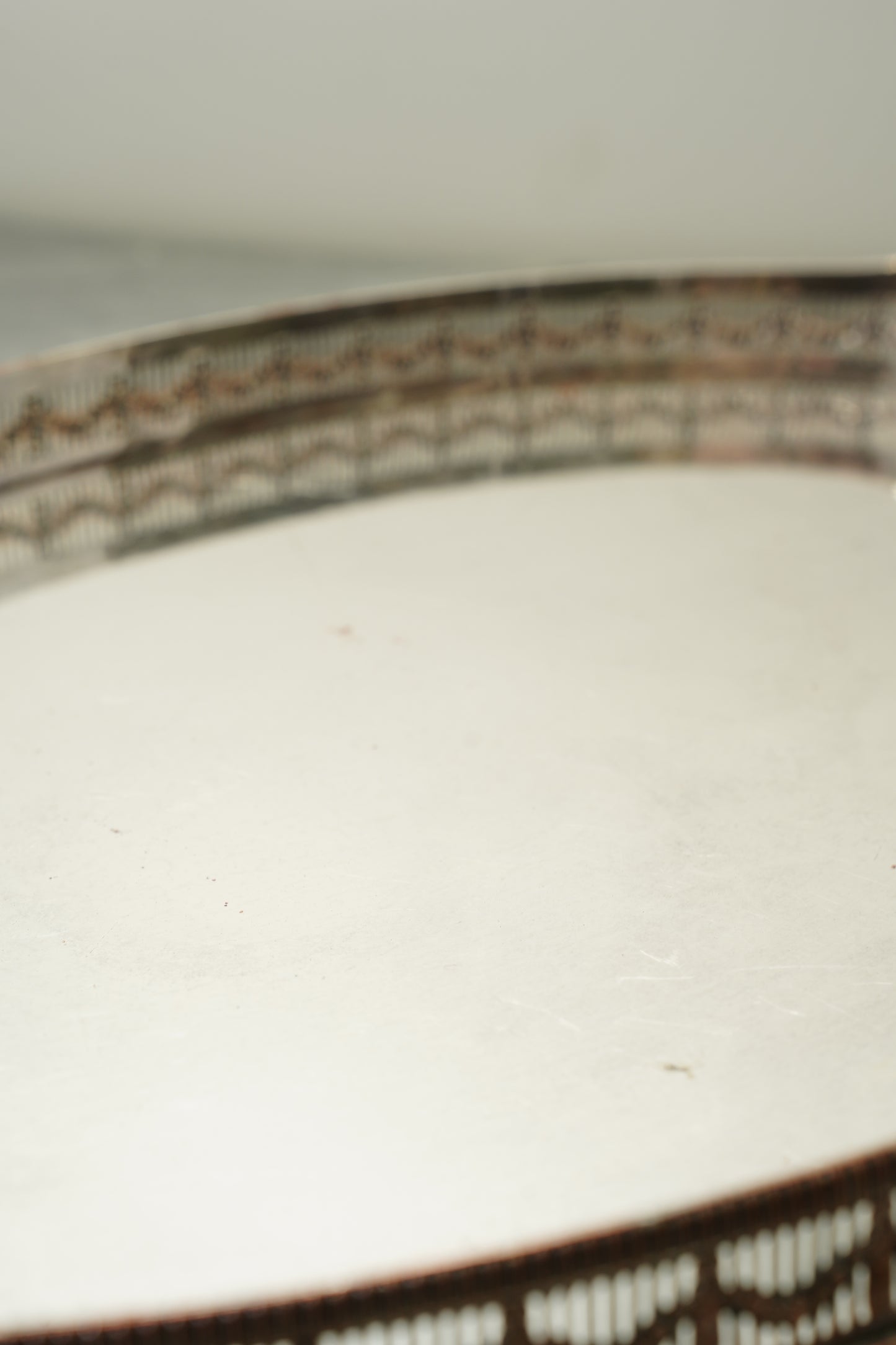 Antique Silver Plate Gallery Tray, Oval Serving Tray