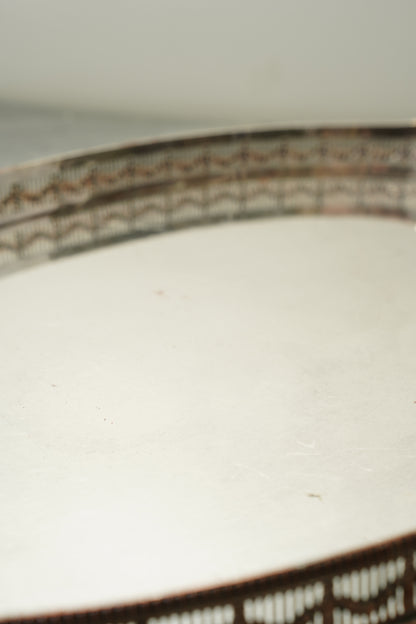 Antique Silver Plate Gallery Tray, Oval Serving Tray