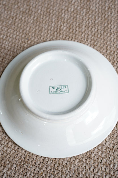 French Green Transferware Bowl, Laurel Border, Circa 1920s