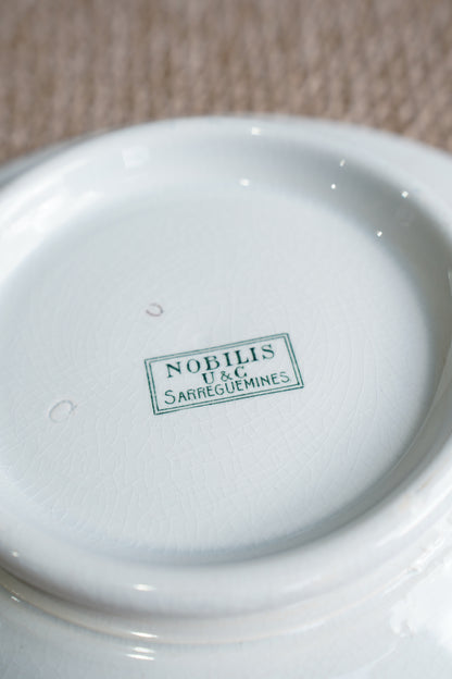 French Green Transferware Bowl, Laurel Border, Circa 1920s