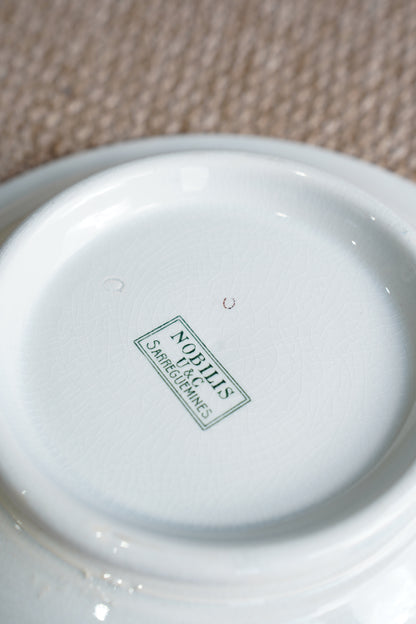 French Green Transferware Bowl, Laurel Border, Circa 1920s