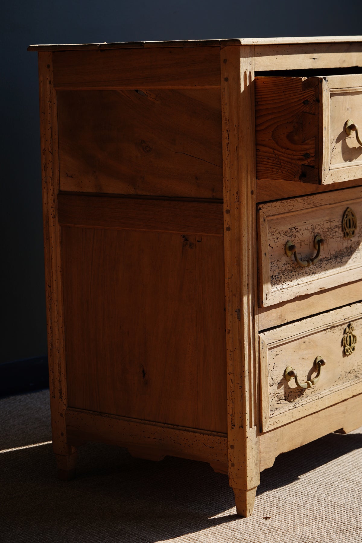 Antique French Louis XVI Sandblasted Walnut Commode, Circa 1790