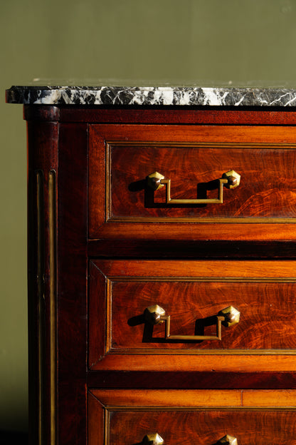 Antique French Louis XVI Mahogany Marble Top Commode