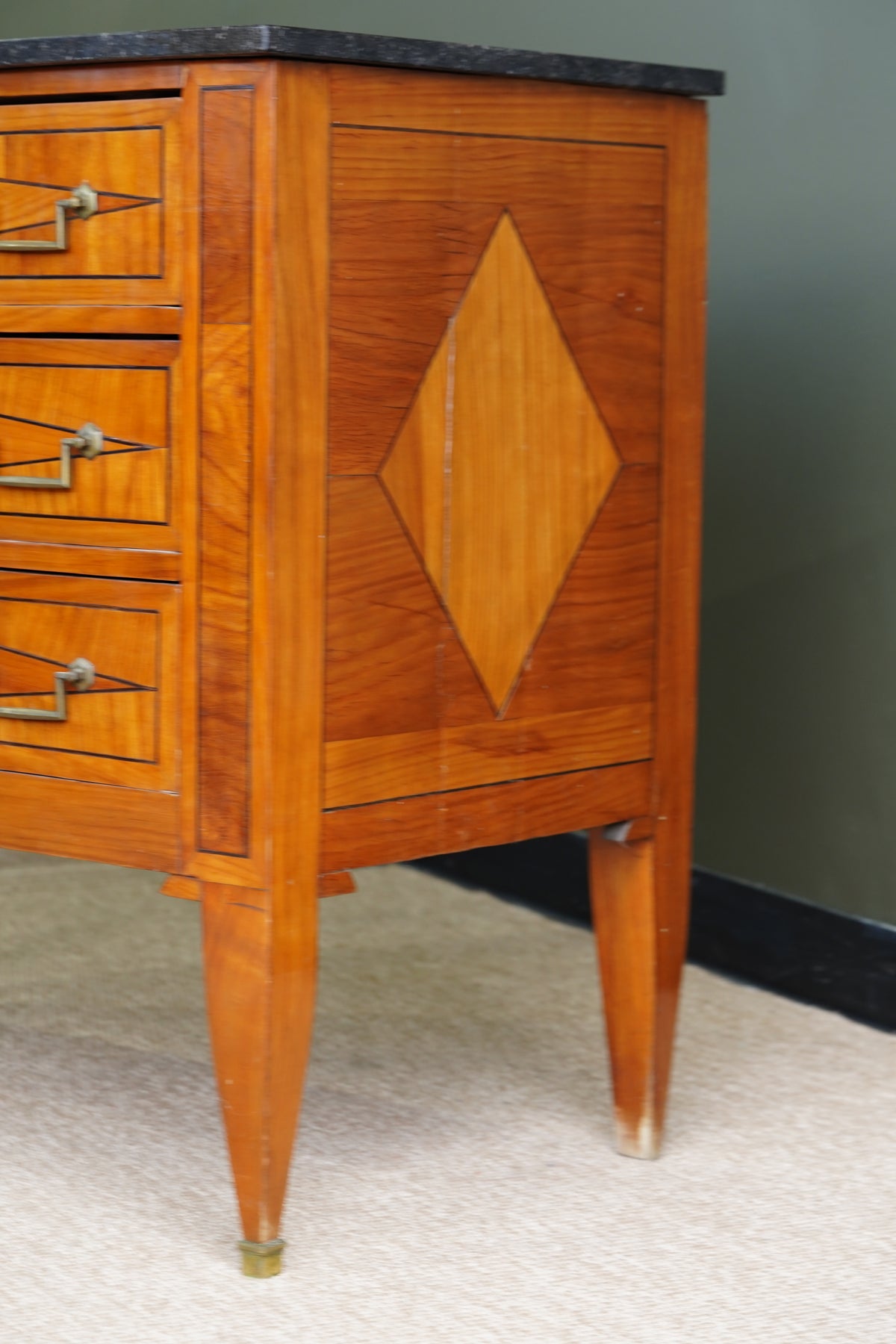 Antique Louis XVI Style Cherry Commode with Marble Top