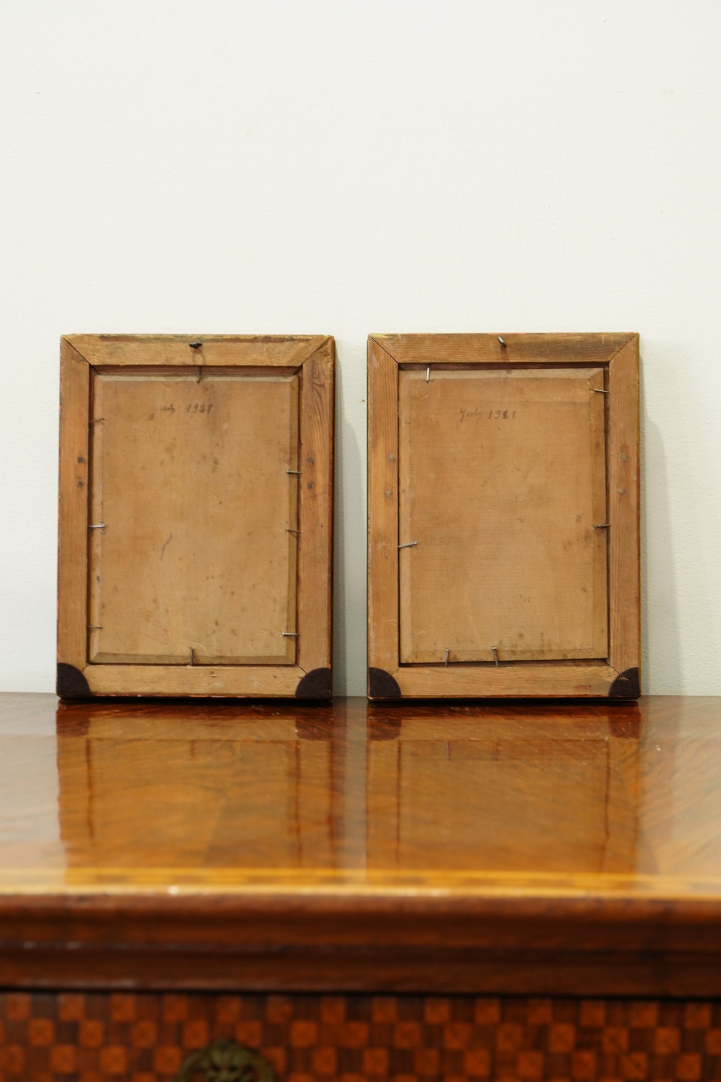 Pair of Signed Antique Rose Oil Paintings, Signed A.G.