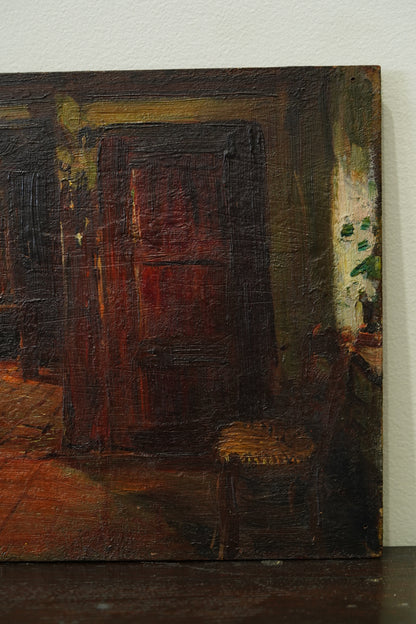 Antique Belgian Interior Oil Painting, K. Theunissen