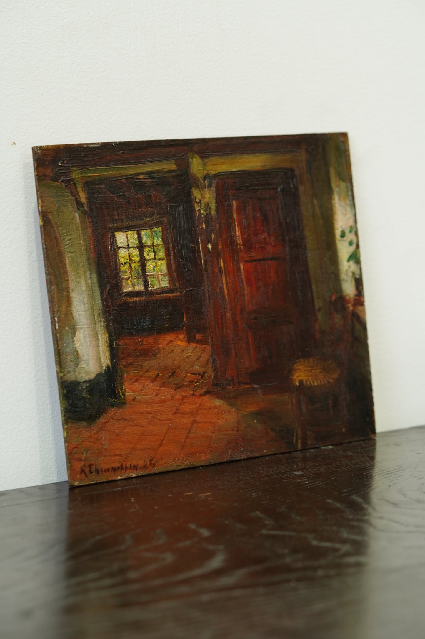 Antique Belgian Interior Oil Painting, K. Theunissen