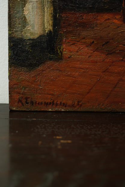 Antique Belgian Interior Oil Painting, K. Theunissen
