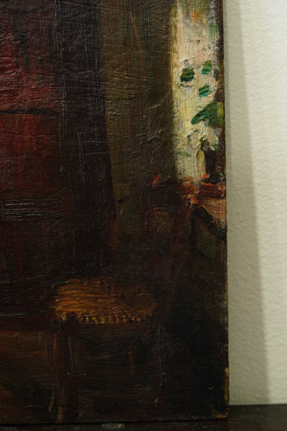 Antique Belgian Interior Oil Painting, K. Theunissen