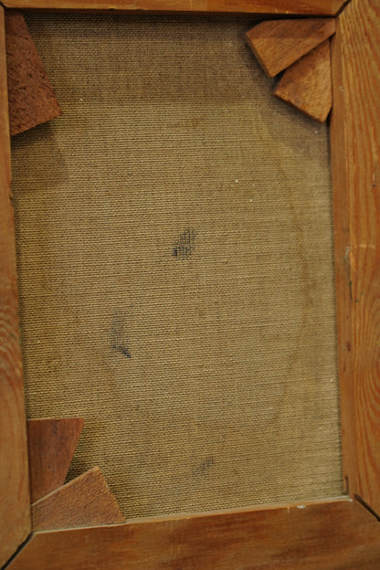 Vintage Flemish Interior Oil Painting, Cottage Doorway with Geranium
