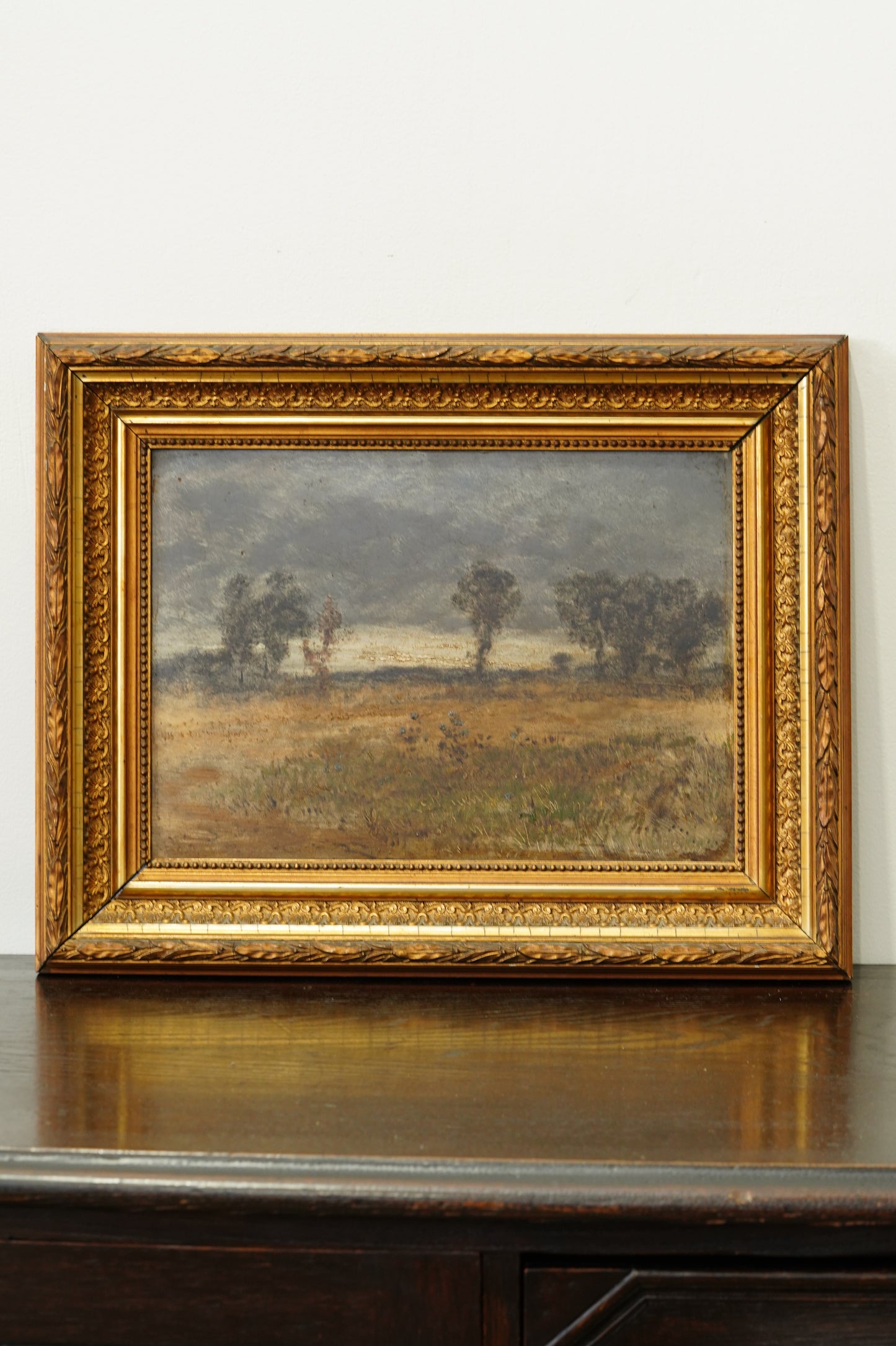 Antique Continental Oil Painting Moody Landscape, Signed