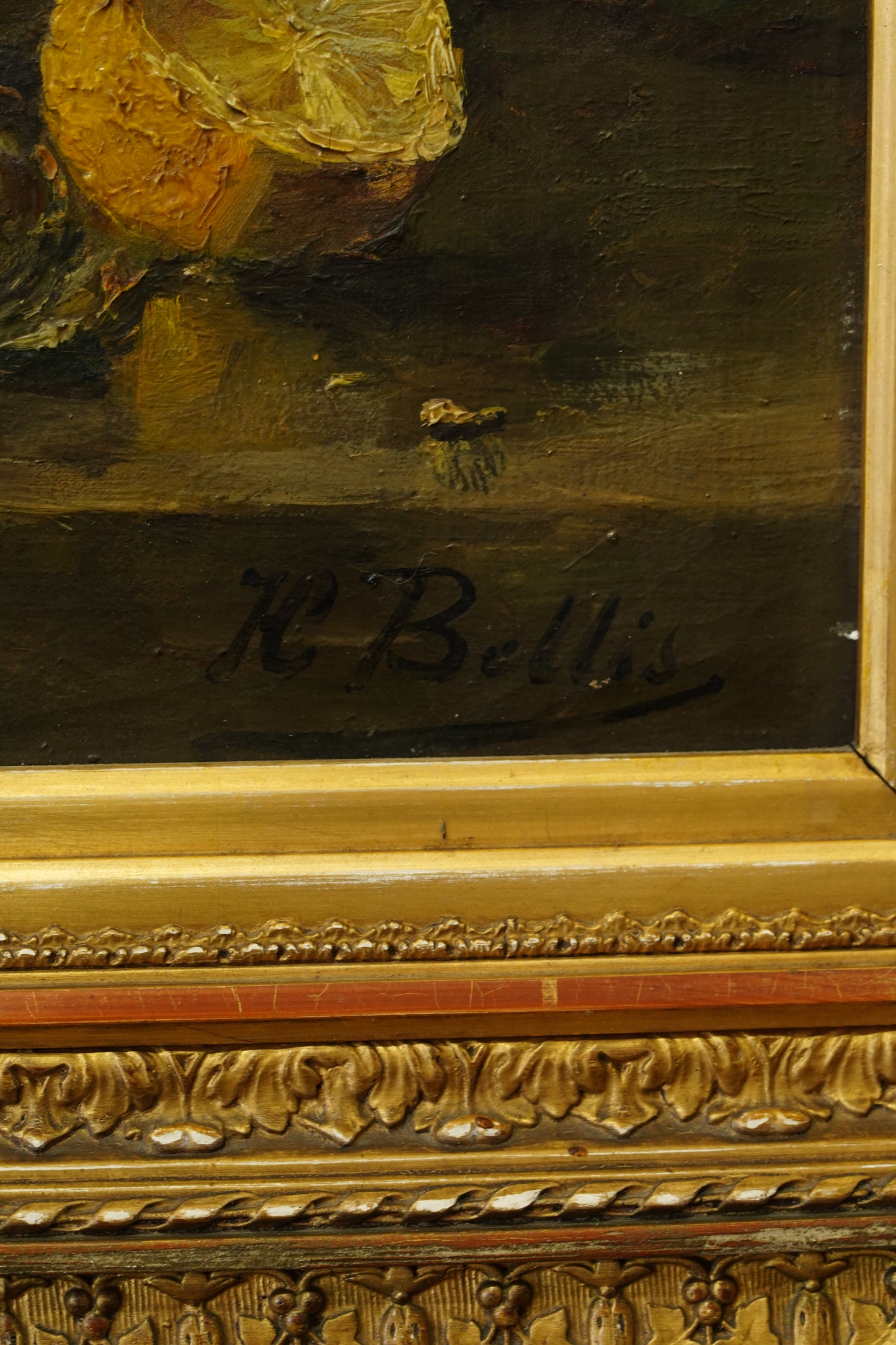 Antique Oyster Still Life Oil Painting Signed H. Bellis