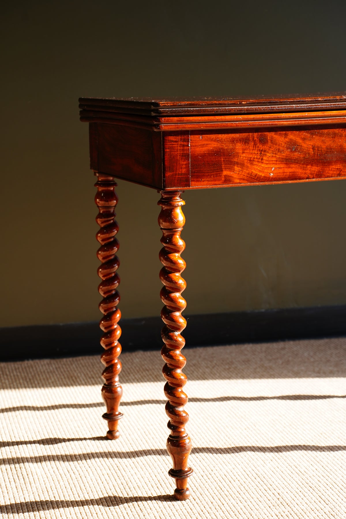 Antique English Mahogany Barley Twist Games Table