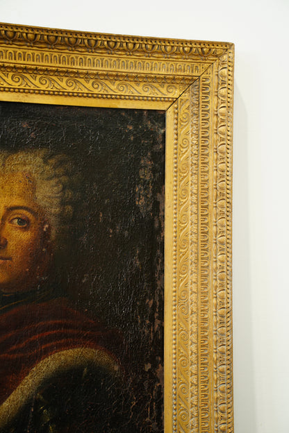 Antique Frederick the Great Portrait Oil Painting After Pesne, 18th-19th C.