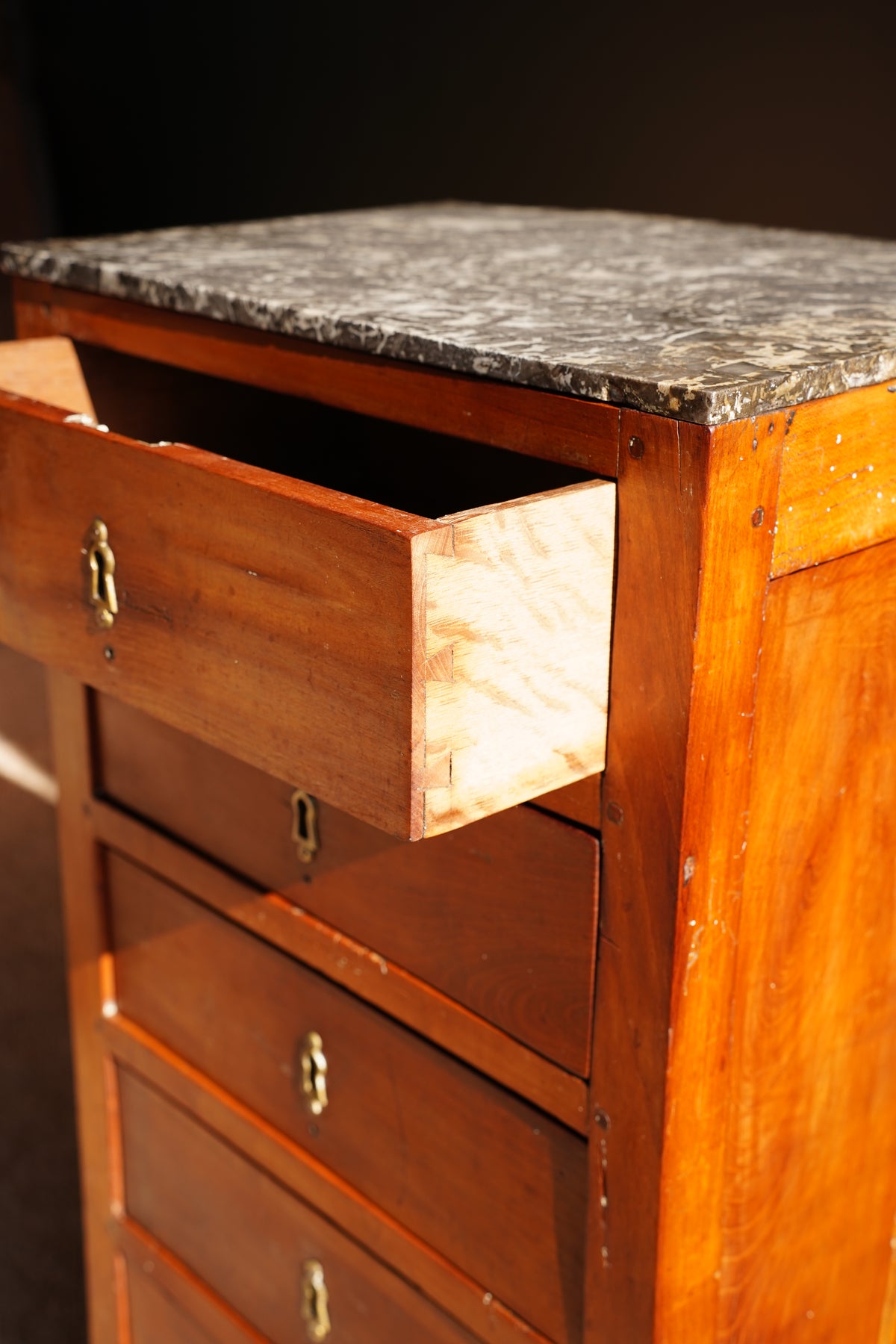 Antique French Directoire Cherry Chiffonnière, Petite Chest of Drawers