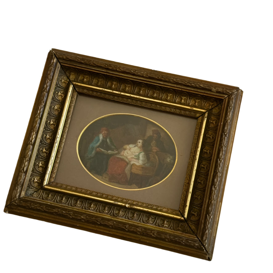 Early Victorian Miniature Oil Painting – In the Style of George Cattermole