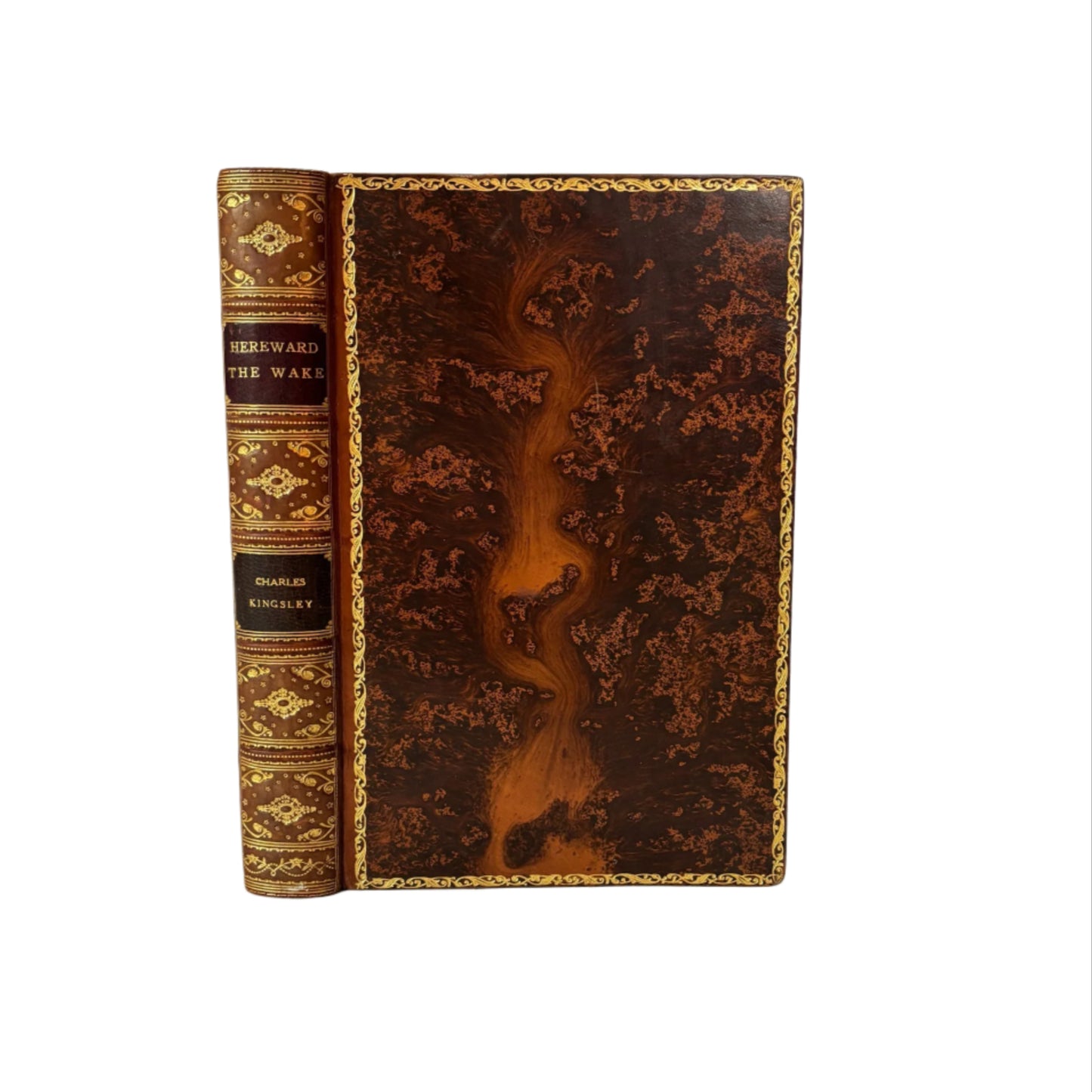 Hereward the Wake by Charles Kingsley, 1912 Historical Novel in Fine Tree Calf Binding with Illustrations