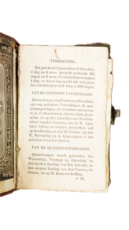 Antique Dutch Catholic Prayer Book Red Leather Metal Hardware Belgium 1840s
