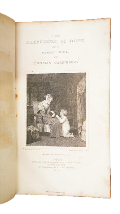 Antique 1822 Thomas Campbell Pleasures of Hope Full Calf Gilt Poetry