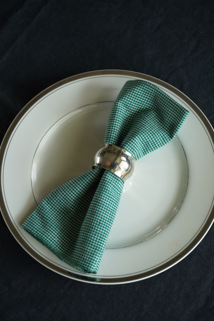 Vintage Green Gingham Cloth Napkins – Set of 4 Handmade Country Cottage Napkins