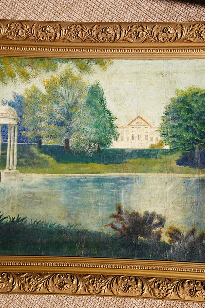 Antique Signed European Country House Oil Painting, Circa 1900