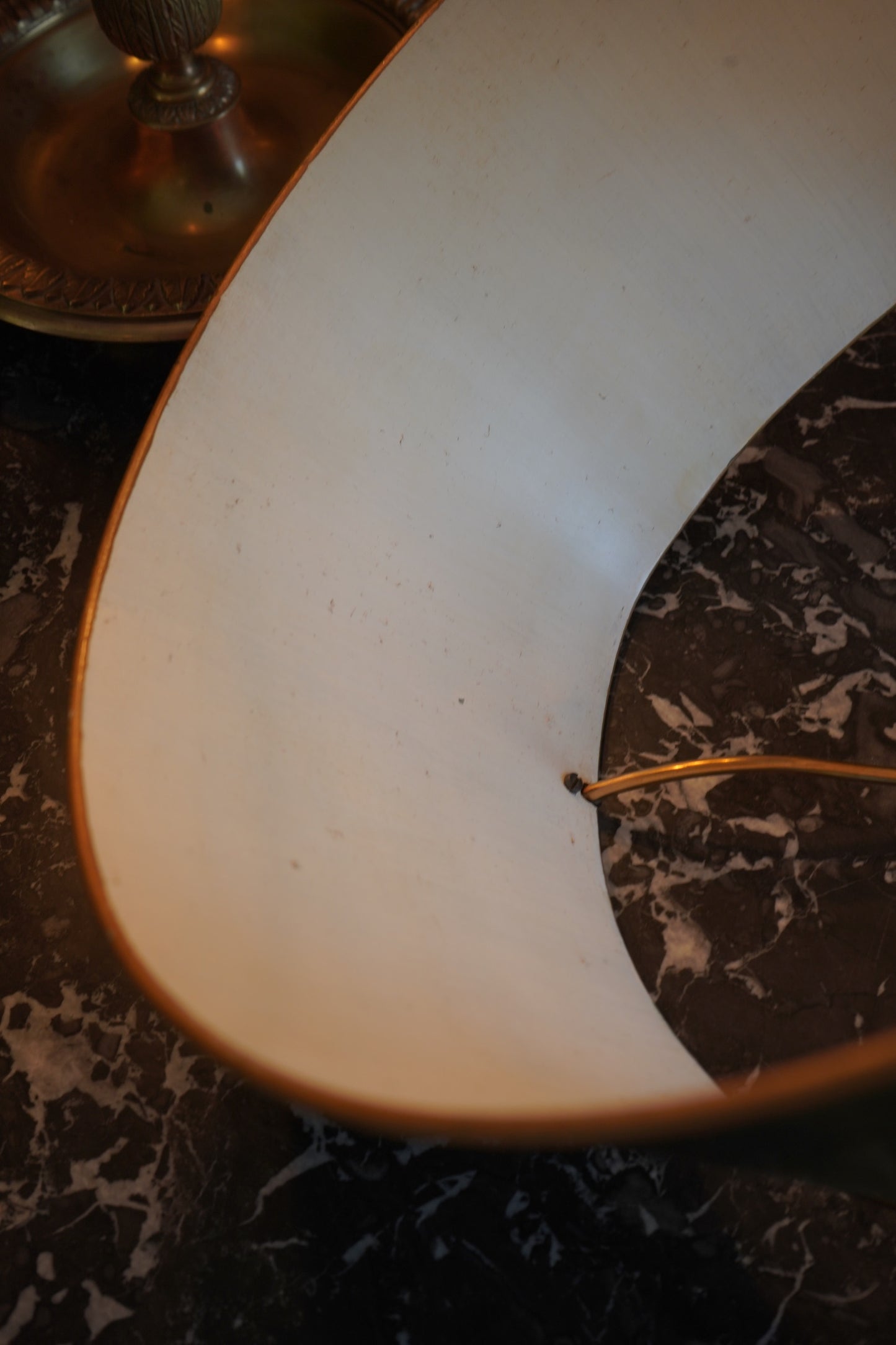 Antique French Bouillotte Lamp with Hand-Painted Tole Shade | Gilt Bronze / Brass Mix, Neoclassical, c.1920